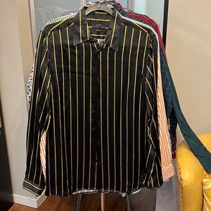 Men’s Small Zara Button Up Black with gold stripes